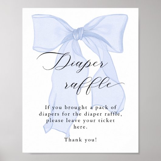 Blue Bow Baby shower Luier Raffle Poster (Voorkant)