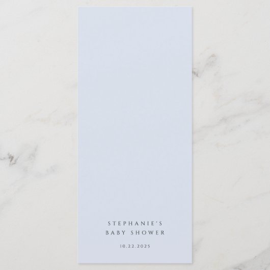 Blue Bow-Baby shower Menu (Achterkant)