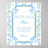 Blue Bow  Baby shower Mom-osa Bar Poster (Voorkant)