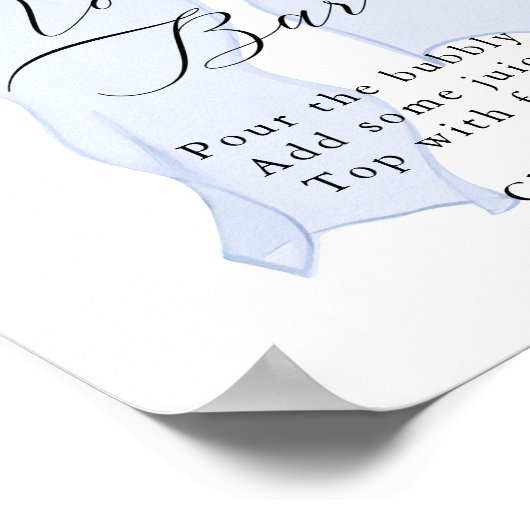 Blue Bow Baby shower Momosa Bar Poster (Hoek)