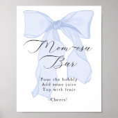 Blue Bow Baby shower Momosa Bar Poster (Voorkant)
