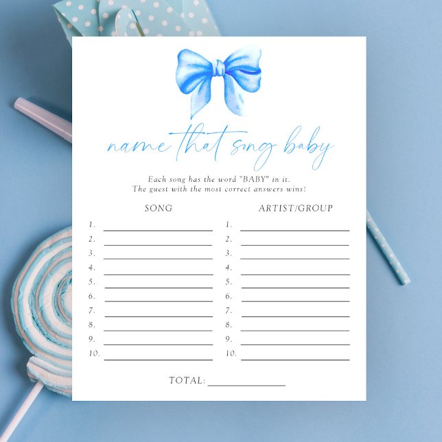 Blue bow baby shower Naam dat nummer baby spel (Creator heeft geüpload)