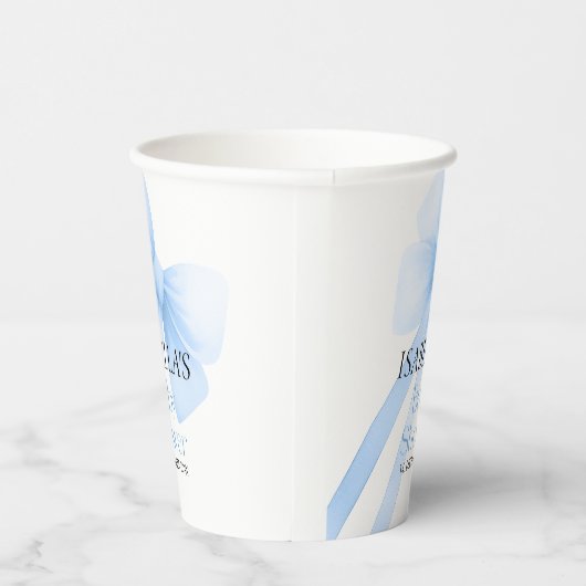 Blue Bow-Baby shower Papieren Bekers (Rechts)