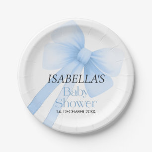 Blue Bow-Baby shower Papieren Bordje