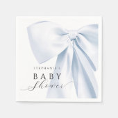Blue Bow Baby shower Papieren servetten (Voorkant)
