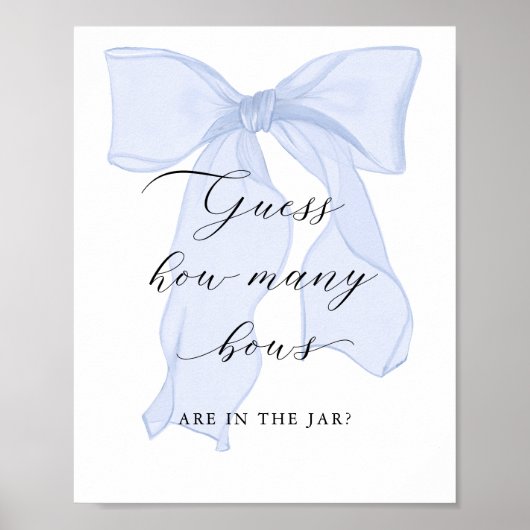 Blue Bow Baby shower Raad eens hoeveel bogen er zi Poster (Voorkant)