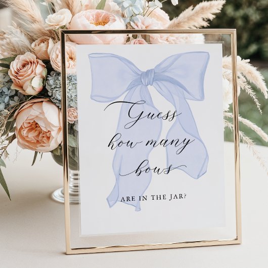 Blue Bow Baby shower Raad eens hoeveel bogen er zi Poster