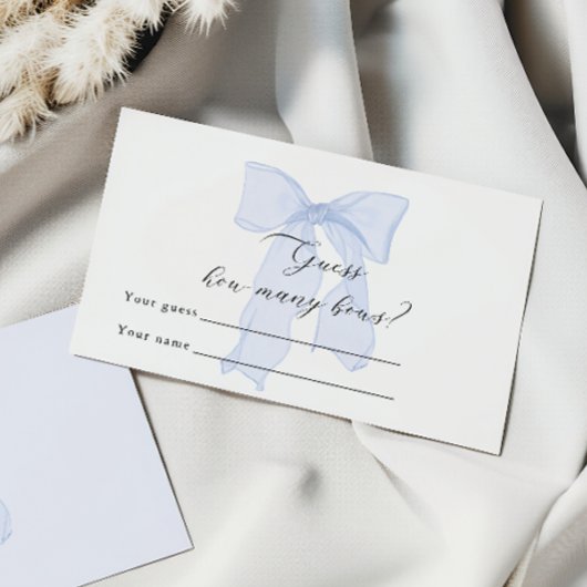 Blue Bow Baby shower Raad eens hoeveel bogen Informatiekaartje