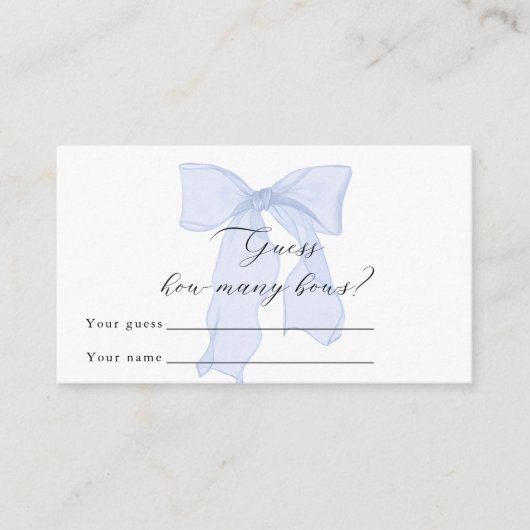 Blue Bow Baby shower Raad eens hoeveel bogen Informatiekaartje (Voorkant)