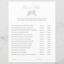 Blue bow baby shower raad wie spel