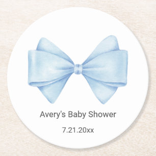Blue Bow-Baby shower Ronde Kartonnen Onderzetter