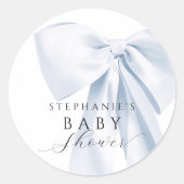 Blue Bow-Baby shower Ronde Sticker (Voorkant)