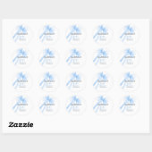 Blue Bow-Baby shower Ronde Sticker (Vel)