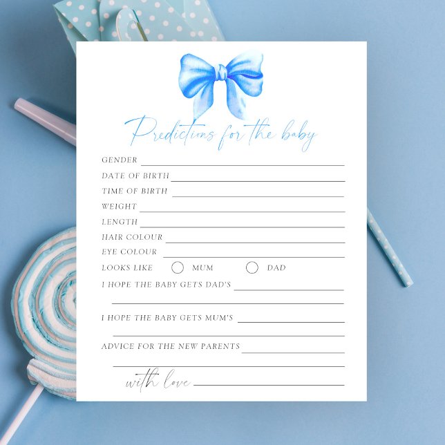 Blue bow baby shower Voorspellingen en advies baby (Creator heeft geüpload)