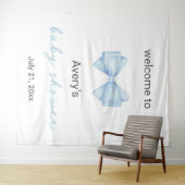 Blue Bow-Baby shower Wandkleed (In Situ (horizontaal))