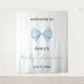 Blue Bow-Baby shower Wandkleed (Voorkant)