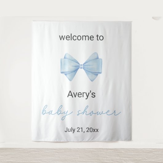 Blue Bow-Baby shower Wandkleed (Voorkant)