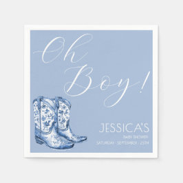 Blue Bow Baby shower Waterverf Servet