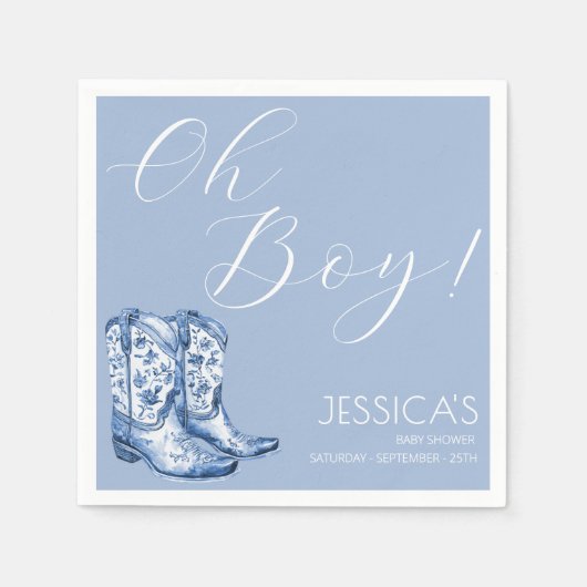 Blue Bow Baby shower Waterverf Servet (Voorkant)