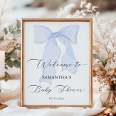 Blue Bow Baby shower Welkom Poster