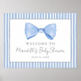 Blue Bow Baby shower Welkomstbord Poster