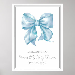Blue Bow Baby shower Welkomstbord Poster