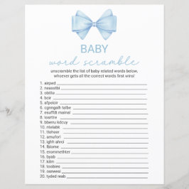 Blue Bow Baby shower Word Scramble