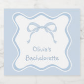 Blue Bow Bachelorette Party Champagne Sparkling Wijnetiket (Enkel label)