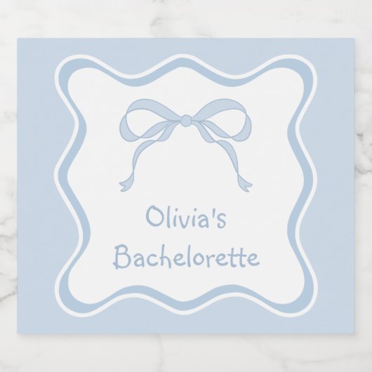 Blue Bow Bachelorette Party Champagne Sparkling Wijnetiket (Enkel label)
