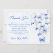 Blue Bow Balloons Meisje Verjaardag Bedankt Card (Voorkant)
