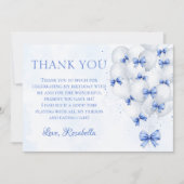 Blue Bow Balloons Meisje Verjaardag Bedankt Card (Voorkant)