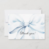 Blue Bow Baptism Photo Flat Thank You Card Bedankkaart (Achterkant)