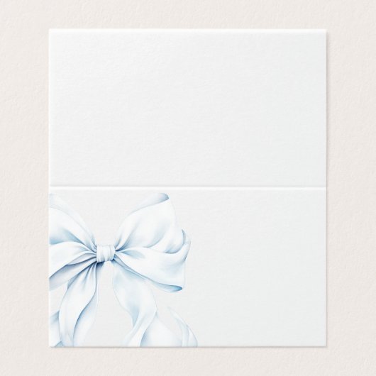 Blue Bow - Baptism Place Cards Kaart (Buitenkant ongevouwen)