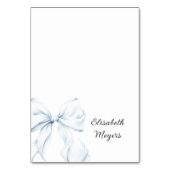 Blue Bow - Baptism Place Cards Kaart (Voorkant)