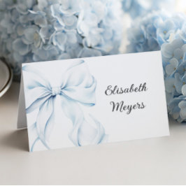 Blue Bow - Baptism Place Cards Kaart