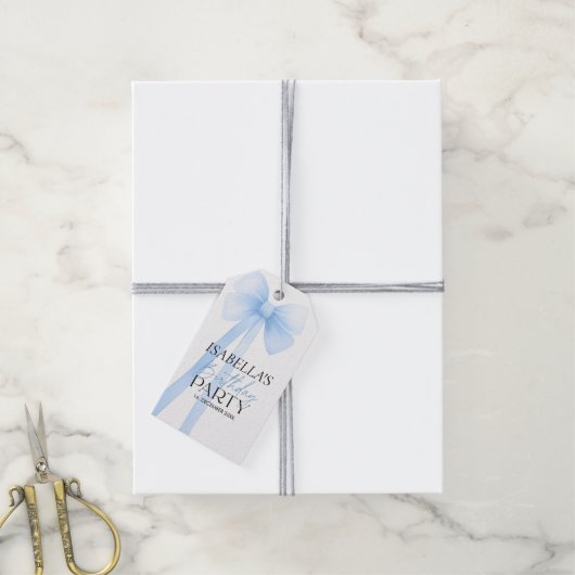 Blue Bow bedankt Cadeaulabel (Met Touw)