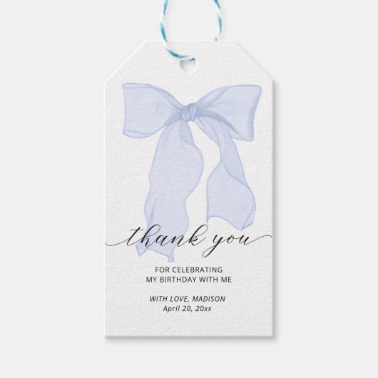 Blue Bow Bedankt voor je gunst Cadeaulabel (Voorkant)