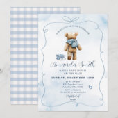 Blue Bow Beer Baby Shoes Boy Baby shower Kaart (Voorkant / Achterkant)