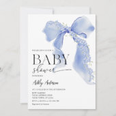 Blue Bow Bloemen Baby Boy Douche Kaart (Voorkant)