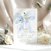 Blue Bow Bloemen Baby Boy Douche Kaart