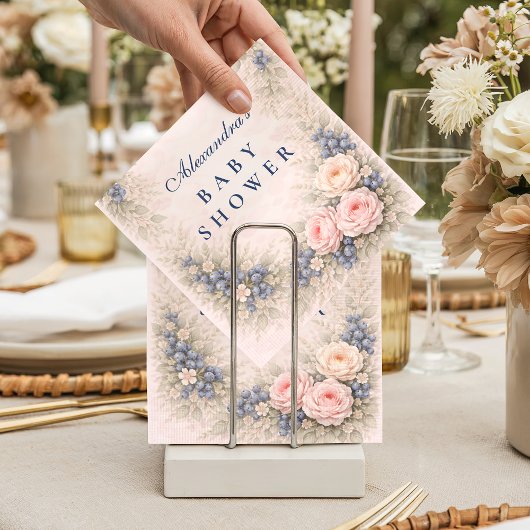 Blue Bow Blueberry Baby Shower Servet