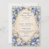 Blue Bow Blueberry Garden Baby Shower Kaart (Voorkant)