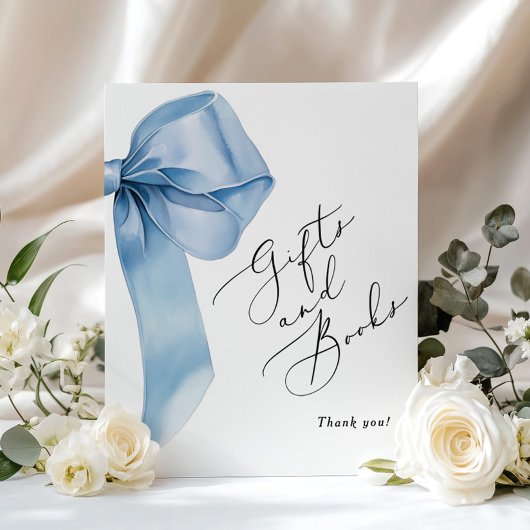 Blue Bow Boeken en geschenken elegante kalligrafie Poster