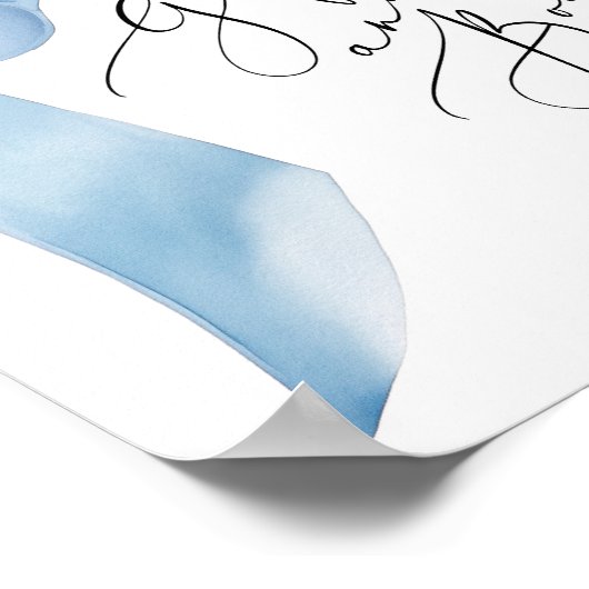 Blue Bow Boeken en geschenken elegante kalligrafie Poster (Hoek)