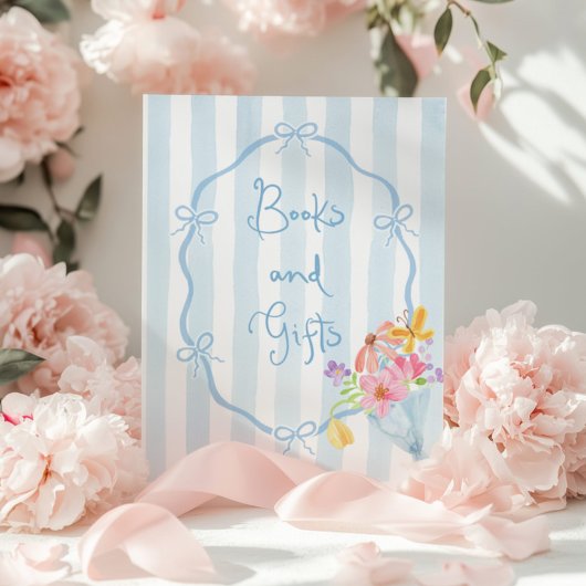 Blue Bow Boeken en geschenken grillige bloemen Poster