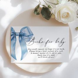 Blue Bow Boeken voor Baby Boy Baby shower Informatiekaartje