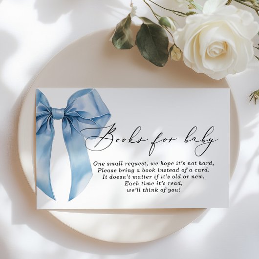 Blue Bow Boeken voor Baby Boy Baby shower Informatiekaartje