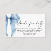 Blue Bow Boeken voor Baby Boy Baby shower Informatiekaartje (Voorkant)