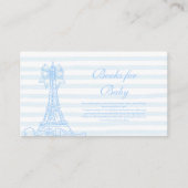 Blue Bow Bonjour Bebe Baby shower Boeken voor Baby Informatiekaartje (Voorkant)