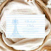 Blue Bow Bonjour Bebe Baby shower Boeken voor Baby Informatiekaartje